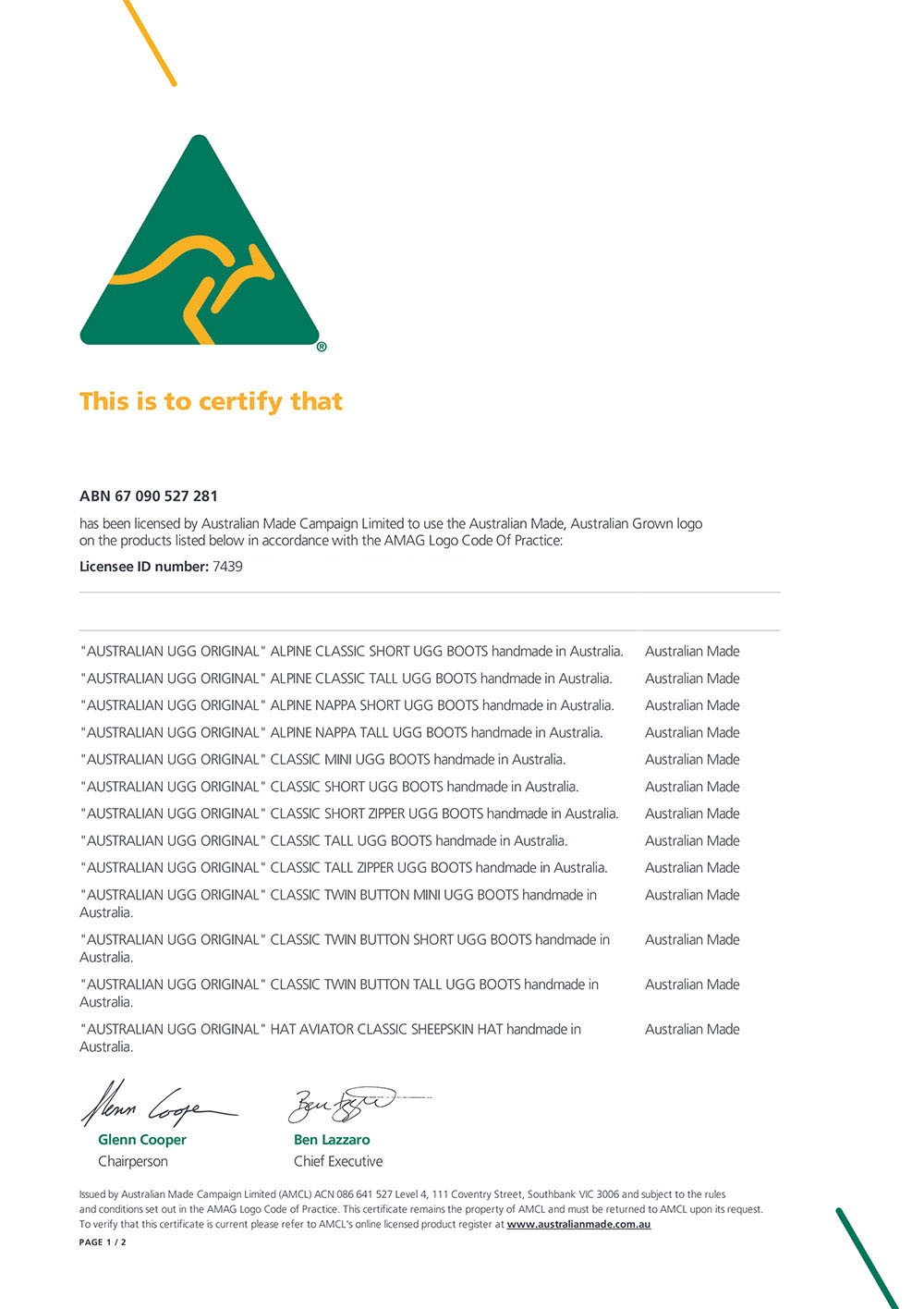 Australian Made Certificate