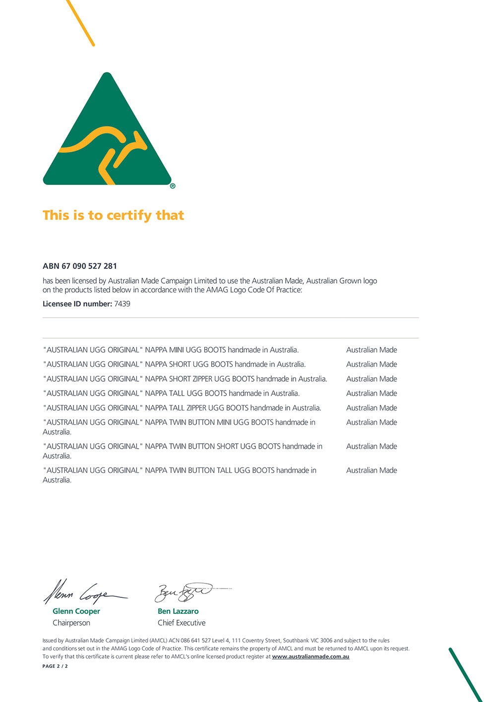 Australian Made Certificate